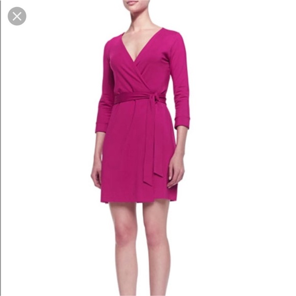 Diane Von Furstenberg New Julian Two Stretch Wrap Dress Hot Pink 8 - Picture 1 of 7